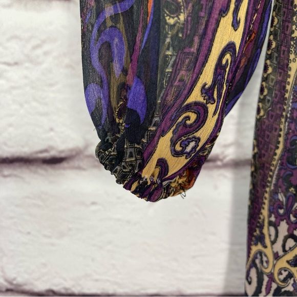 Xhilaration High Low Shear Tunic Top SZ L Empire Waist Multicolored Pattern - Picture 6 of 8